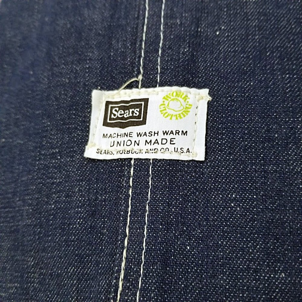 Vintage 60s SEARS Denim Bib Overalls NOS Union Made Utility Gorpcore Lagenlook - Picture 2 of 13